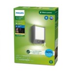 Aplica LED pentru exterior cu senzor de miscare Philips ARBOUR, 3.8W,800 lm, lumina calda (2700K), IP44, 220x76x165mm, Antracit