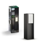 Stalp LED pentru exterior Philips Hue Turaco, 9W (60W), 806 lm ,luminacalda (2700K), dimabila, IP44, 402x121mm, Antracit
