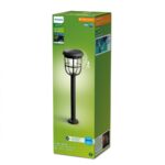 Stalp LED solar pentru exterior cu senzor de miscare Philips RADII,1.3W, 4V, 250 lm, lumina calda (3000K), IP44, 600x175x175mm,Negru