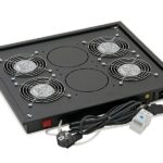 Panou ventilatie Triton pentru rack de podea 19, 4 ventilatoare 230V/60W cu termostat bimetalic, flux axial, gri