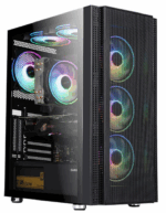 Carcasa gaming Serioux Quantum, fara sursa, tip middle tower, capac superior cu filtru magnetic de praf, panoul lateral: sticla securizata, sasiu: SPCC 0.6T, USB2.0x2+HD Audio, USB 3.0 x1, porturi rezervate pentru ventilator:, față: 3 x ventilatoare fixe de 120mm(incluse)ARGB, suportă cooler pe