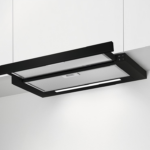 Hota telescopica incorporabila; Seria 300; 60 cm; 1 motor; 3 viteze; 2 filtre de aluminiu lavabile;  Putere de absorbtie - 600 mc/h; Negru