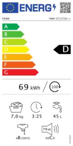 Masina de spalat rufe FRAM FWM-V712T2D++, 7 kg, 1200 rpm, Clasa: D, Argintiu - Image 6