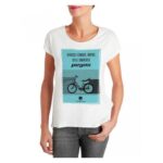 Tricou Pegas femei, model vehicule comode, rapide, utile sanatatii, marime L, culoare verde
