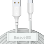 Cablu alimentare si date Baseus Simple Wisdom, Fast Charging Data Cable pt. smartphone, USB la USB Type-C 5A (2buc/set), 1.5m, alb
