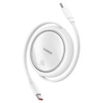 Cablu alimentare si date Baseus Free2Draw Mini, Fast Charging Data Cablept. smartphone, retractabil, USB Type-C la USB Type-C 100W, 1m, alb
