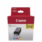 CANON Pachet cartuse cerneala CLI-521 Multipack, Capacitate: cyan (9ml), magenta (9ml), yellow (9ml), Compatibil cu: PIXMA iP3600, PIXMA iP4600, PIXMA iP4700, PIXMA MP260, PIXMA MP540, PIXMA MP550, PIXMA MP560, PIXMA MP620, PIXMA MP630, PIXMA MP640, PIXMA MP980, PIXMA MP990, PIXMA MX860