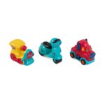 SET 3 VEHICULE ACTIONATE PRIN INERTIE- MASINUTA ROSIE, TREN GALBEN, SCUTER ALBASTRU,MOMKI - Image 3