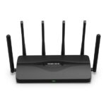 Router Mercusys Wi-Fi 7 Tri-Band BE9300, MR47BE, Standarde wireless: Wi- Fi 802.11be/ax/ac/a/b/g/n, Viteza wireless: BE9300 6 GHz: 5760 Mbps (802.11be), 5 GHz: 2880 Mbps (802.11be), 2.4 GHz: 574 Mbps (802.11ax), Interfata: 3 x 2.5 Gbps RJ45, 1 WAN, 6 antene externe omnidirectionale, Dimensiuni: 258