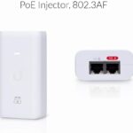 Ubiquiti POE External Injector, U-POE-AF, Output Voltage 48VDC @ 0.32A, Rated Voltage: 100-240VAC @ 50/60Hz, Efficiency 84.25%, Delivers up to 50W of PoE.
