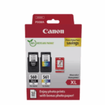 Canon pachet cartuse cearneala CANON PG-560XL/CL-561XL PHOTO VALUE PACK, capacitate negru: 400 pagini/16ml, Color: 300 pagini / 12.2ml, Compatibil cu: PIXMA TS5253, PIXMA TS5350, PIXMA TS5351, PIXMA TS5352, Bonus 50 coli hartie foto 10 x 15cm.