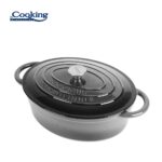 SEMIOALA  FONTA EMAILATA OVALA + CAPAC 37x29x15 CM, 9L MARBLE GREY, COOKING BY HEINNER - Image 3