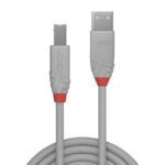 Cablu Lindy 2m USB 2.0 Tip A la Tip B, Anthra Line, gri