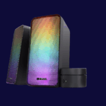 Trust GXT 611 WEZZ 2.0 Speaker Set LED  Remote control wired Controls on/off, volume control, right Connection type wired Cable length power cable 180 cm Cable length audio cable 180 cm Cable length satellite cable 120 cm  Power output (peak) 12 W Power output (RMS) 6 W Power