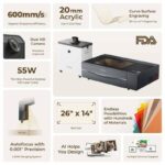 Makeblock xTool P2 55W Pachet Educational ce include: 1 x xTool P2 55W clasa I, 1x xTool Smoke Purifier ce permite purificarea eficienta a fumului, 1 x pachet de materiale educationale (ce include ghid de lectie); Dispozitivul de gravare are o putere nominala de 55W (tub laser de sticla CO2), - Image 3