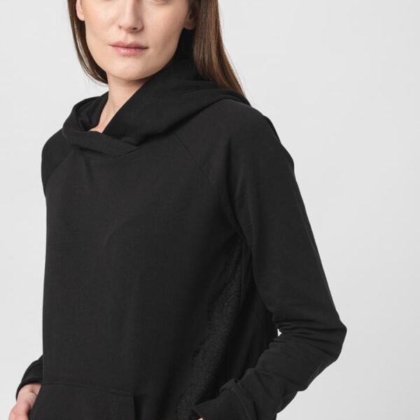 HANORAC COTON DANTELA FEMEI BLACK-S