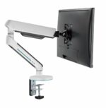 Brat pentru monitor, Material: Oțel, Aluminiu, Plastic, Suprafață finisaj : acoperire cu Pulbere, tehnologie arc, Culoare: Alb Texturat Fin, Gri Spațial Dimensiune compatibila ecran: 27"-45", Greutate maxima (pe ecran): 5~14 kg, Greutate maxima pentru ecran curbat (pe ecran): 5~12 kg