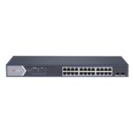 Switch 24 porturi Gigabit Hikvision DS-3E1526P-SI, L2, Smart Managed, 24 × gigabit PoE ports si 2 × gigabit fiber optical ports, Putere PoE 370W, maxim 30W per port,  Extend mode - pana la 300 metri, Switching capacity 52 Gbps, PoE watchdog, network topology management, alarm push, network health