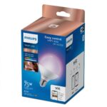 Bec LED RGB inteligent Philips Glob G95, Wi-Fi, Bluetooth, E27,11W(75W), 1055 lm, lumina alba si color (2200-6500K)