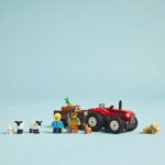 TRACTOR DE FERMA ROSU CU REMORCA SI OI, LEGO 60461 - Image 6