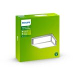 Plafoniera pentru exterior Philips Skies, 2xE27, max 2x42W, IP44 ,260x260x81mm, Gri