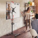 Suport Mobil de podea pentru TV plat/curbat Barkan + raft metal pentru laptop, 32" - 86", VESA 600x400mm, suporta pana la 50kg, Negru - Image 5