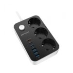 Prelungitor cu protectie Serioux SRXP-PS36B, 3 prize schuko Tensiune intrare: 100-240V, 50-60Hz Tensiune ieşire (total): 2500W – 10A 6 porturi USB (auto max): 15.5W USB-C2/C3/A1/A2/A3 - 12W USB-C1-20W Amperaj port USB (max): 3.4A Funcţie auto ID - Image 4
