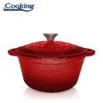 CRATITA FONTA EMAILATA+CAPAC 22X9.5CM,2.9L, RED LINE, COOKING BY HEINNER
