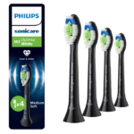 Rezerve PHILIPS Sonicare Optimal White HX6064/88, Pachet de 4 capete de periere, Standard, Click-on, Sincronizarea modurilor BrushSync, Negru, L x A x I (mm) 60x25.7x230.5