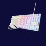 Kit Trust Wireless GXT 798W 2-in-1, tastatura mecanica, interfata USB, material ABS, mouse optic, rezolutie maxima 6400 DPI, 6 butoane, alb
