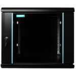 CABINET 19″ SPACER 9U 600x600mm, fixare pe perete, Flatpack (dezasamblat), Black, usa sticla cu blocare, panouri detasabile, otel 1.5mm, sarcina maxima 60Kg - Image 2