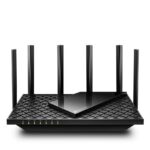 TP-LINK AXE5400 Tri-Band Gigabit WI-FI6 Router, Archer AXE75, Standarde wireless: IEEE 802.11ax 6 GHz,  IEEE 802.11ax/ac/n/a 5 GHz, IEEE 802.11ax/n/b/g 2.4 GHz, 6 x antene fixe, Procesor: 1.7 Ghz Quad core, Interfata: 1 x Gigabit WAN, 4 x Gigabit LAN, 1 x USB 3.0.