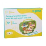 Farfurie compartimentata cu capac si lingurita si furculita, galbena, U-Grow - Image 6