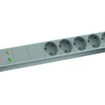 Bachmann IT PDU 6 x prize Schuko, impamantare, fara intrerupator, protectie supra tensiune ,1xGVS Strom ,cablu 2 metri, alb ,Aluminiu