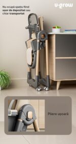 Scaun de masa cu inaltime reglabila, spatar ajustabil in 4 pozitii, pliabil, brown, U-Grow - Image 4