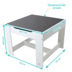 Set masuta si 2 scaune pentru copii , alb MDF, U-Grow - Image 3