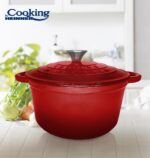 SEMIOALA FONTA EMAILATA+CAPAC 28X13 CM, 6L, RED LINE, COOKING BY HEINNER - Image 2