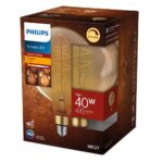 Bec LED vintage (decorativ) Philips Classic Gold Giant G200, EyeComfort ,E27, 7W (40W), 470 lm, lumina calda (1800K), dimabil, cu filament,28.6x20.2cm