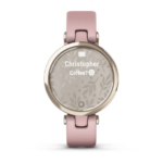 Ceas Garmin Lily editia Sport, display AMOLED, dimensiune afisaj 34.5 mm, rezolutie afisaj 240 x 201 pixeli, memorie 8GB, autonomie pana la 5 zile, rezistanta la apa pana la 5 ATM, greutate: 24g, Ramă Cream Gold cu carcasă Dust Rose şi curea din silicon - Image 4