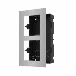 Panou frontal pentru 2 module de videointerfon modular Hikvision DS-KD- ACF2/S; permite conectarea a 2 module de interfon modular; montare incastrata; material otel inoxidabil; doza de plastic inclusa; dimensiuni:236mm x 124mm x 4mm;