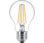 Bec LED Philips Classic A60, EyeComfort, E27, 7W (60W), 806 lm ,luminacalda (2700K), cu filament
