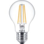 Bec LED Philips Classic A60, EyeComfort, E27, 7W (60W), 806 lm ,luminacalda (2700K), cu filament