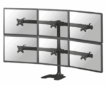 Suport 6 monitoare de birou Neomounts FPMA-D700DD6; pentru display-uri cu diagonale 10"-27", sistem de prindere VESA 100x100~100x100, greutate maxima suportata 8 - per ecrankg, full motion, tilt +180°, swivel +180°, rotate +360°; inaltime reglabila manual 320-888mm; culoare negru. Garantie 5 ani