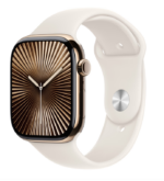 Apple Watch Series 10 GPS + Cellular 46mm Gold Titanium Case with Starlight Sport Band - M/L - Image 2