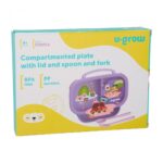 Farfurie compartimentata cu capac si lingurita si furculita, mov, U-Grow - Image 8