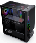 Carcasa gaming Serioux Rogue, tip middle tower, mesh si banda ARGB, Capac superior cu filtru magnetic de praf, panoul lateral: sticla securizata, sasiu: SPCC 0.6T, USB2.0x2+HD Audio, USB 3.0 x1, porturi rezervate pentru ventilator:, față: 1 ventilator RGB fix de 120mm(inclus), suportă cooler pe - Image 2