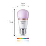 Bec LED RGB inteligent Philips Bulb P45, Wi-Fi, Bluetooth, E27, 4.9W(40W), 470 lm, lumina alba si color (2200-6500K) - Image 2