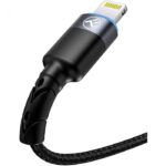 Cablu USB to Lightning cu LED, nailon, 3A, 1.2m, negru - Image 3