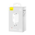 Incarcator retea Baseus GaN5 PRO, Quick Charge 65W, 2 porturi USB PD, 1 port USB Quick Charge, include cablu USB -C la USB-C de 100W, lungime 1m, alb - Image 4