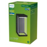 Aplica LED pentru exterior Philips KYRIE, 12W, 1500 lm, lumina calda(2700K), IP44, 280x153x130mm, Negru
